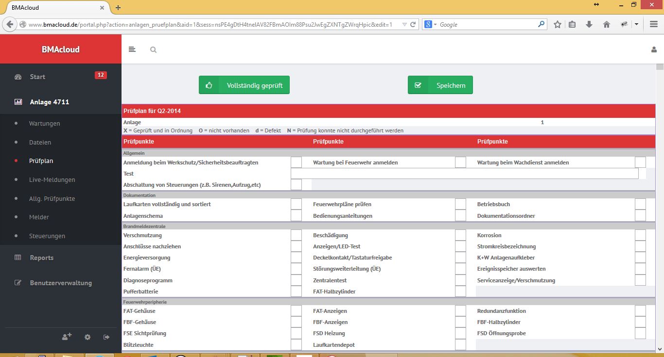 BMAcloud Pr&uuml;fplan